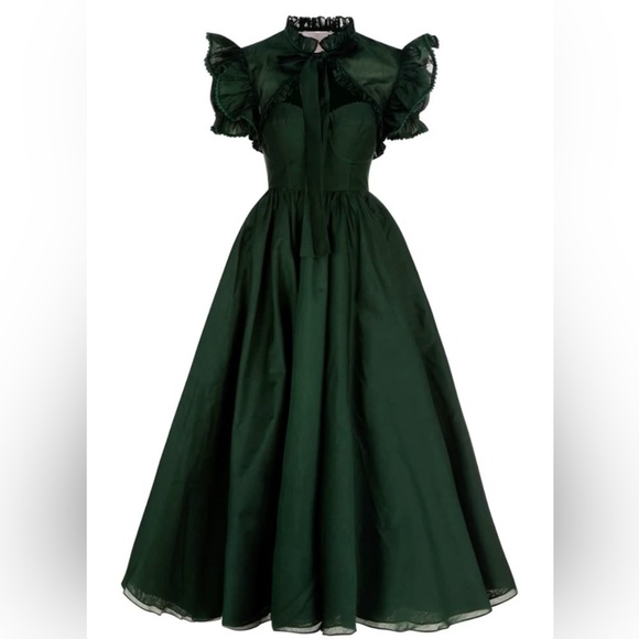 Selkie High Court Green Balsam Dress Large Silk Cotton - Picture 2 of 14